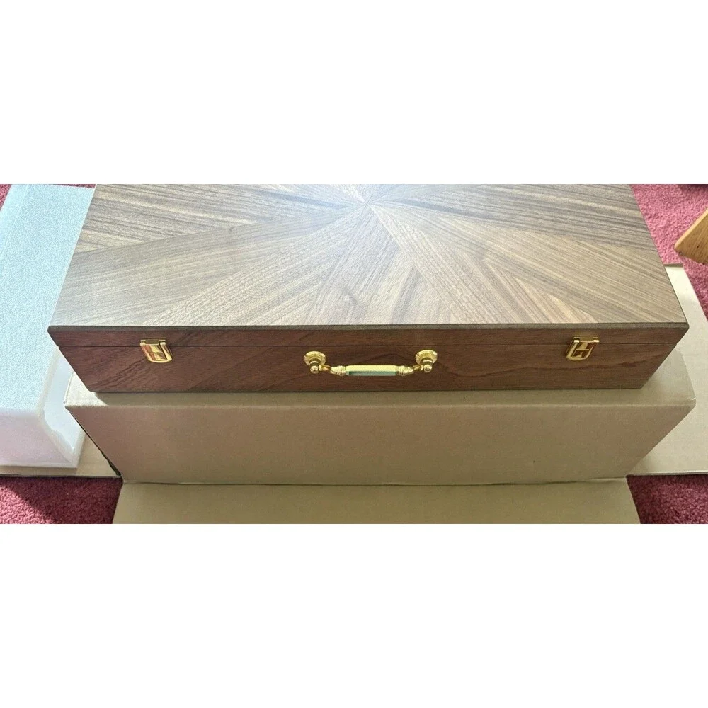 American Mahjong Set, Golden Fortune Wooden Case, Racks,Pushers(read Desc) USA